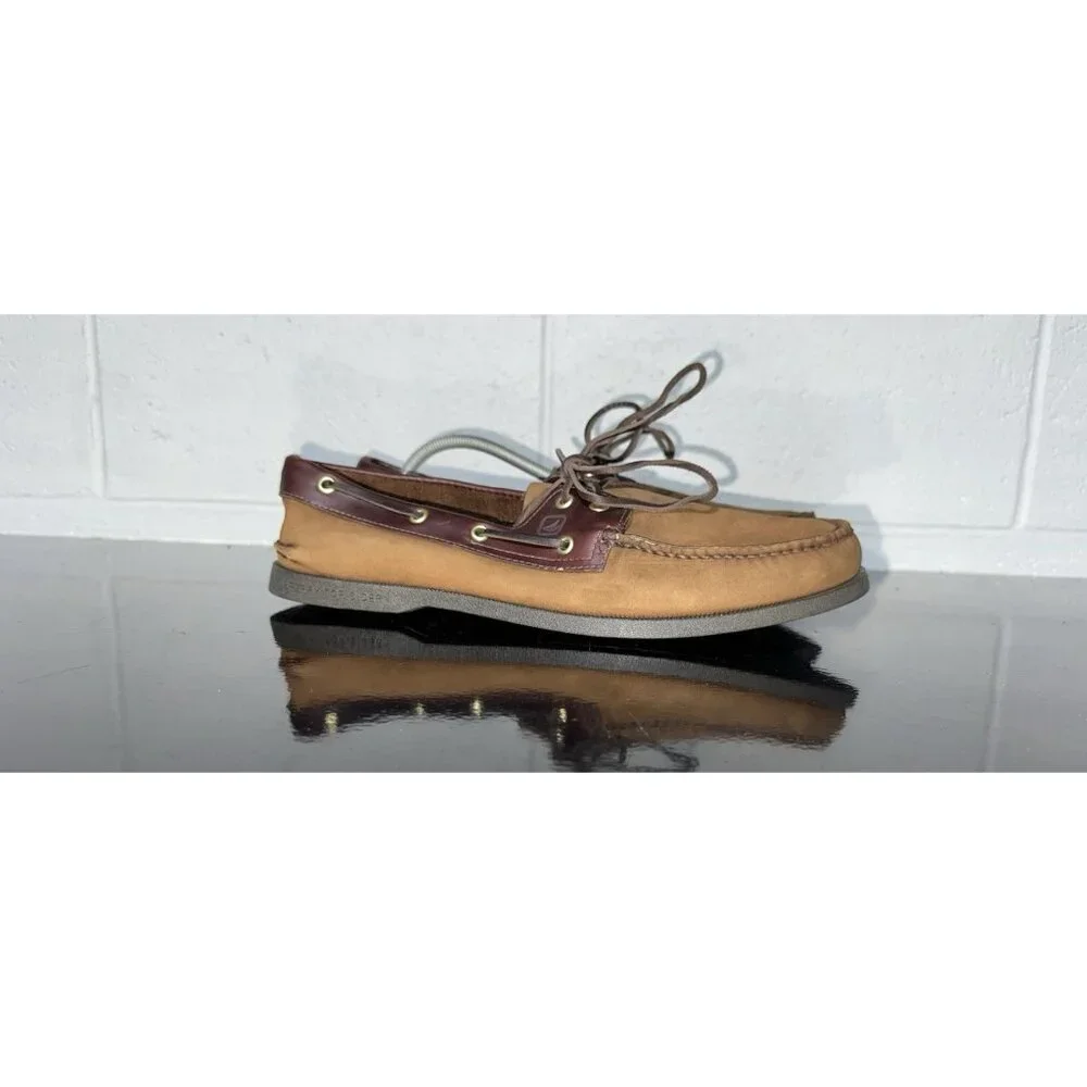 Sperry Top-Sider Authentic Original Mens Leather Casual Boat Shoes Size 13 Brown
